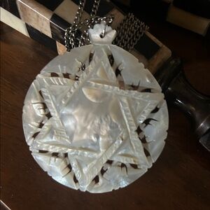 Antique Mother of Pearl Star of David Pendant Necklace